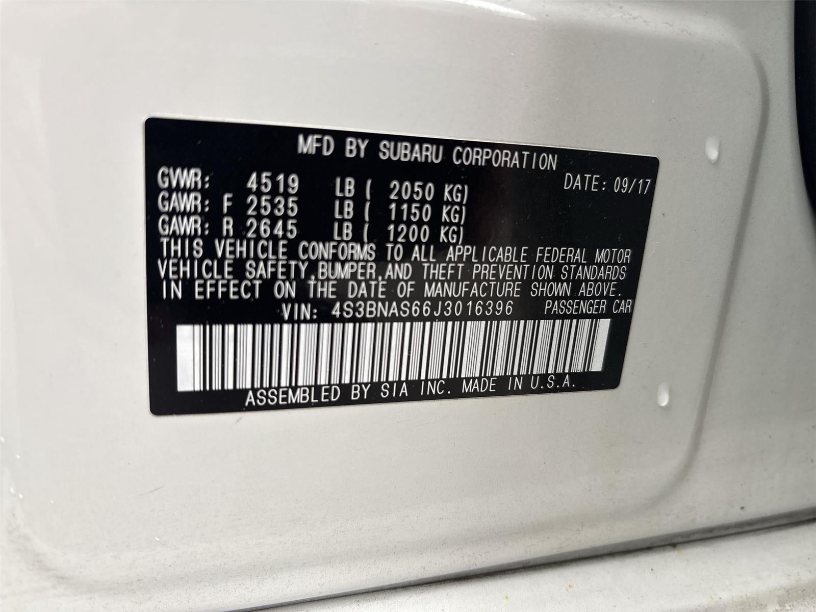 2018 Subaru Legacy 2.5i Sport